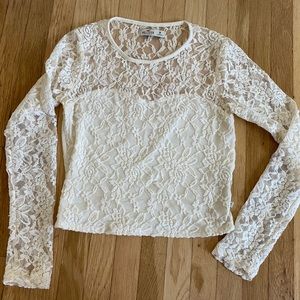 Hollister Off-White Lace Sweetheart Top